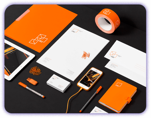 Branding orange office stationary